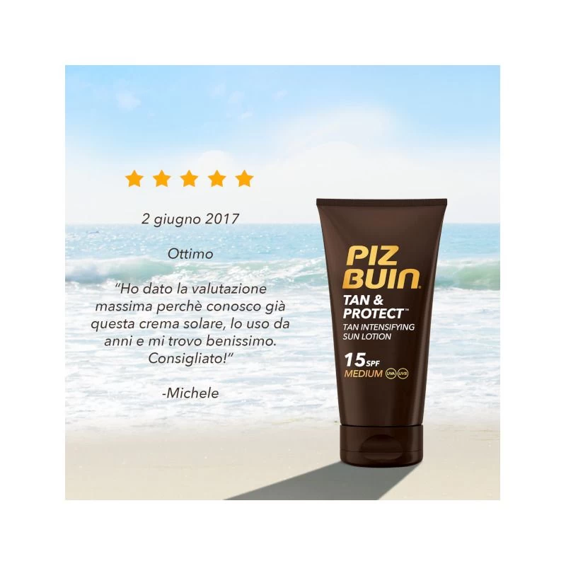 Johnson & Johnson Piz Buin Tan&Protect SPF15 Lozione Solare Abbronzante 150ml 6 Johnson & Johnson Piz Buin Tan&Protect SPF15 Lozione Solare Abbronzante 150ml - immagine 6
