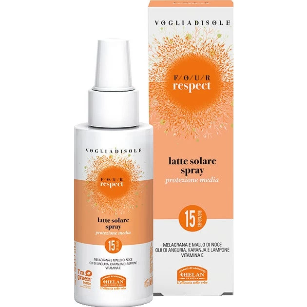 Helan Voglia Di Sole Four Respect Latte Solare Spray SPF15 Viso/Corpo 100ml 1 Helan Voglia Di Sole Four Respect Latte Solare Spray SPF15 Viso/Corpo 100ml